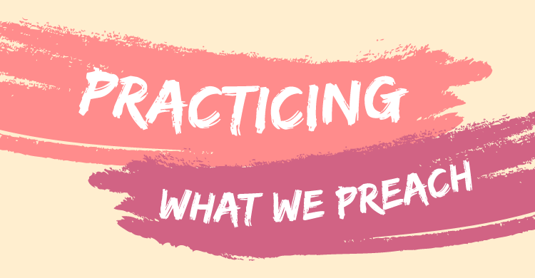 image with the words practicing what we preach