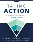 Taking Action; Second Edition: A Handbook for RTI at Work™ by Mike Mattos, Austin Buffum, Janet Malone, Luis F. Cruz, Nicole Dimich, and Sarah Schuhl. An inverted pyramid at the center with the colors light green, teal, and navy blue.